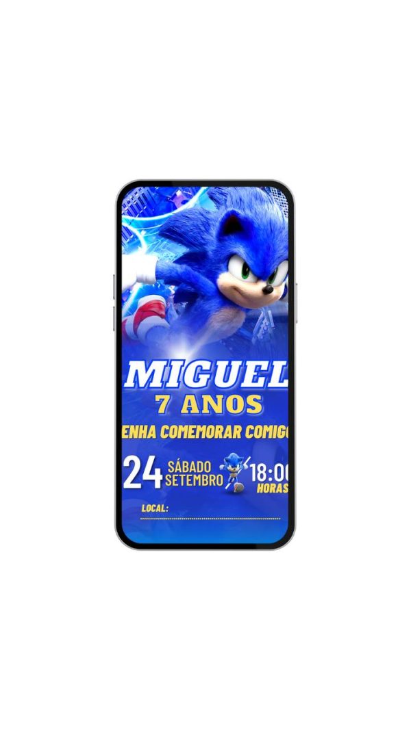 Convite Digital Interativo Tema Sonic - Desconto no Preço