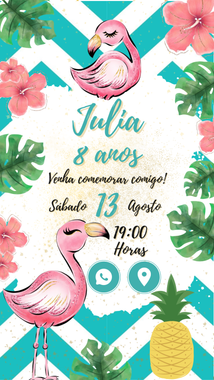 Convite Interativo Flamingo