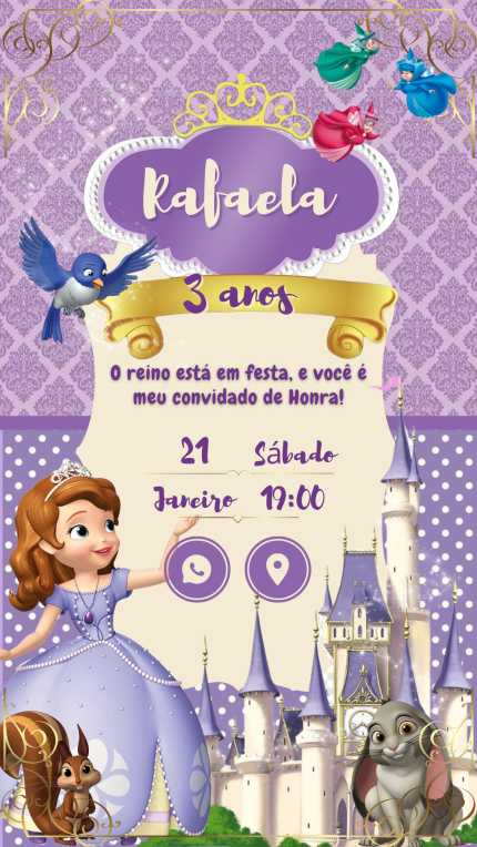 Convite Interativo Princesa Sofia