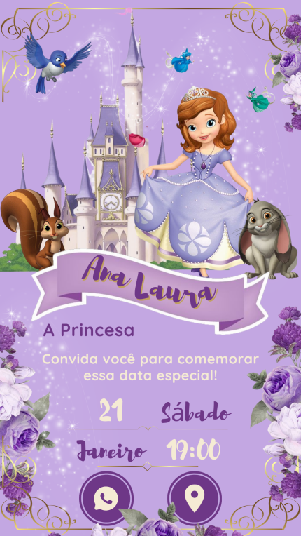 Convite Interativo Princesa Sofia