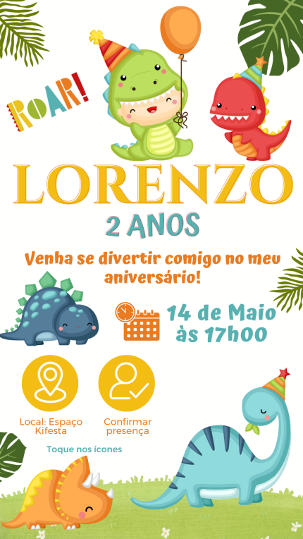 Convite Interativo Dino Baby