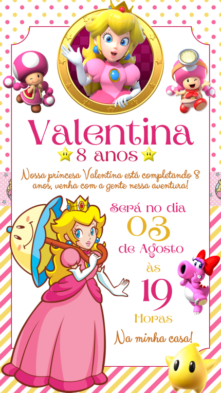 Convite Digital Princesa Peach