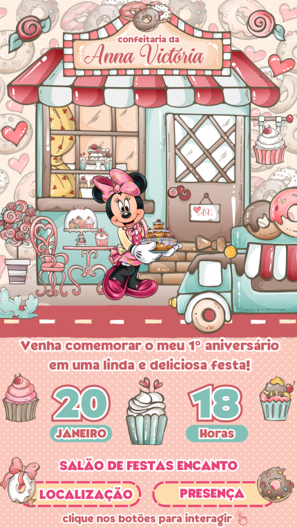 Convite Interativo Confeitaria da Minnie
