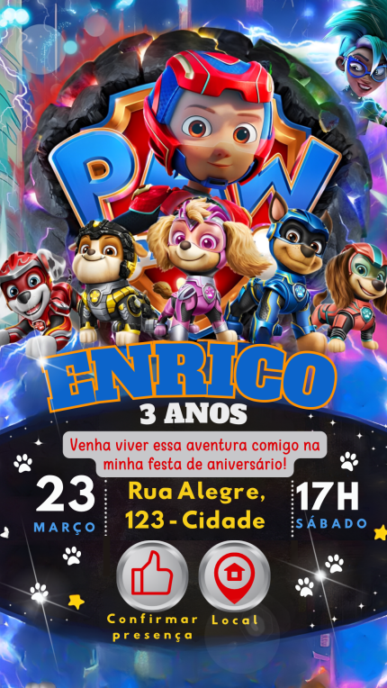 Convite Interativo Patrulha Canina