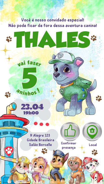 Convite Interativo Patrulha Canina