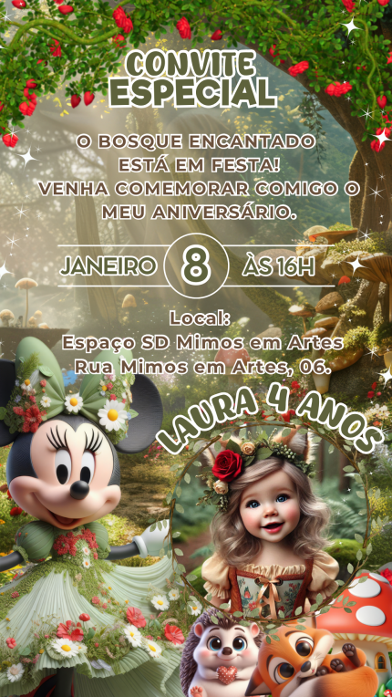 Convite Digital Bosque Encantado da Minnie
