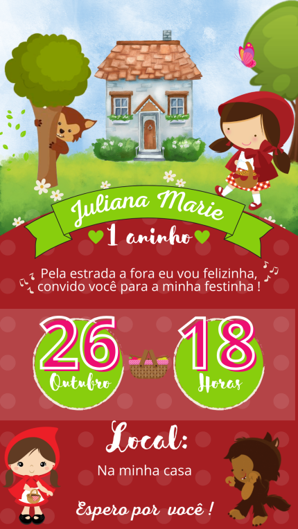 Convite Digital Chapeuzinho Vermelho