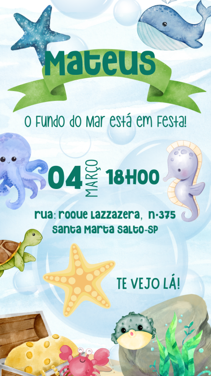 Convite Digital Fundo do Mar