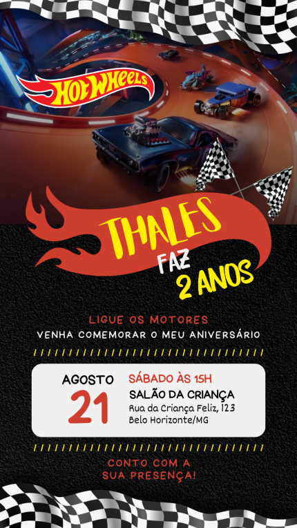 Convite Digital Hot Wheels