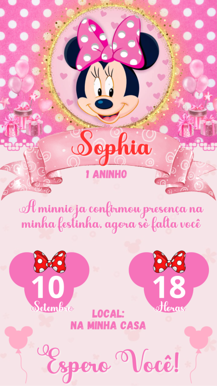 Convite Digital Minnie Rosa