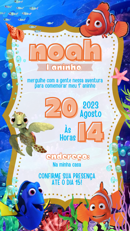 Convite Digital Procurando Nemo