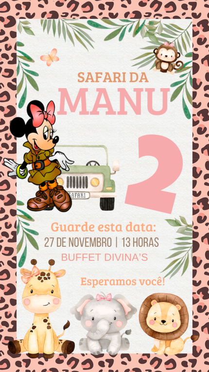 Convite Digital Safari da Minnie