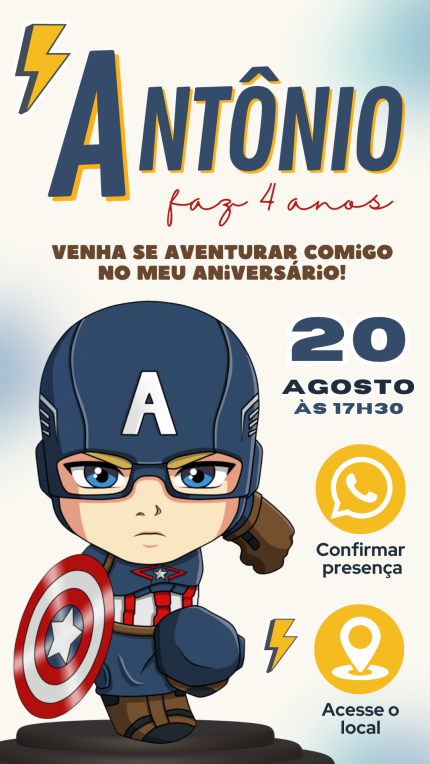 Convite Interativo Capitão América
