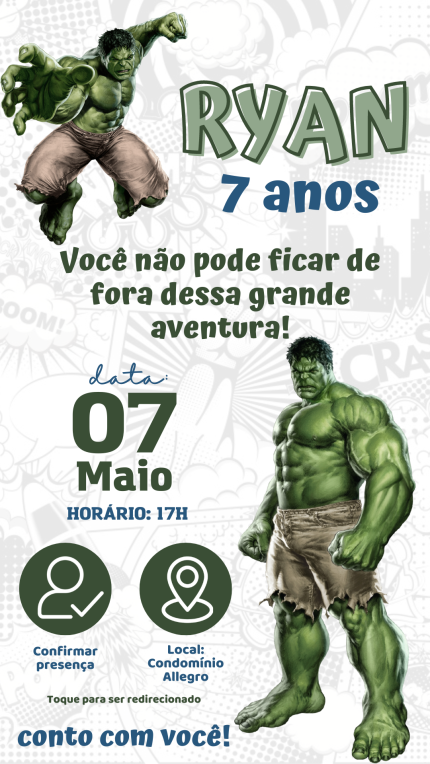Convite Interativo Hulk