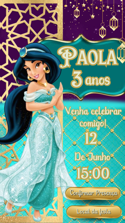 Convite Interativo Princesa Jasmine