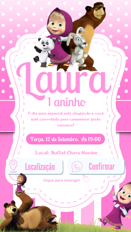 Convite Interativo Masha e o Urso