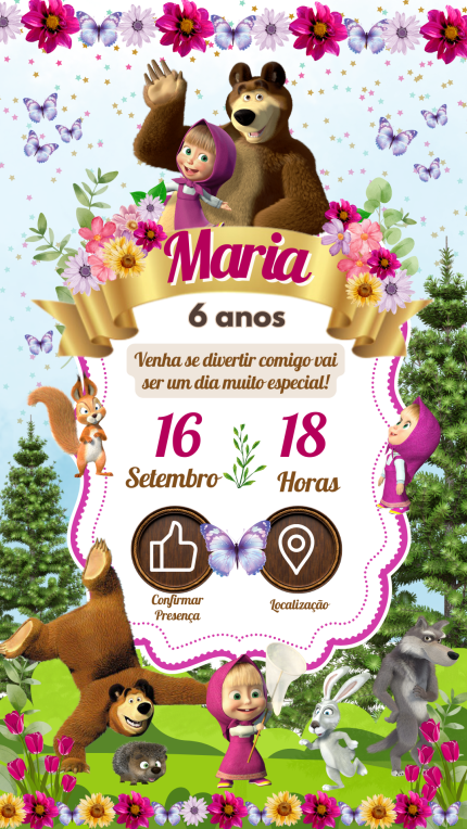 Convite Interativo Masha e o Urso