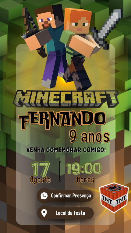 Convite Interativo Minecraft