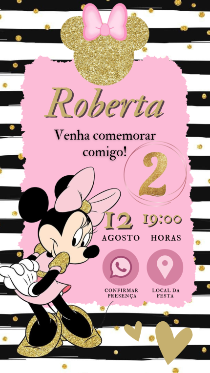 Convite Interativo Minnie Rosa