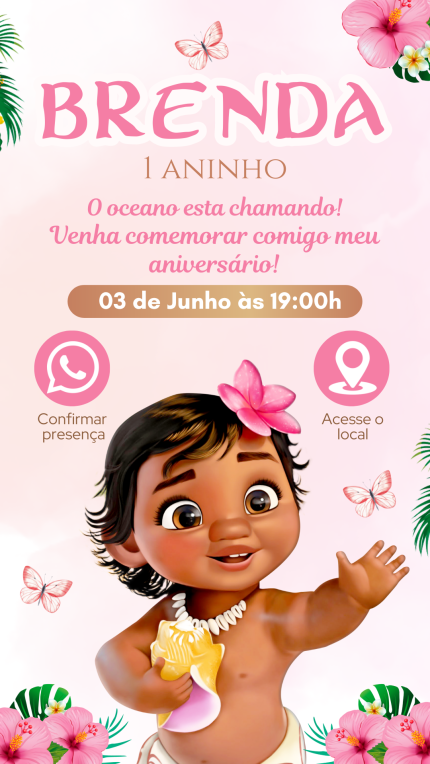 Convite Interativo Moana Baby
