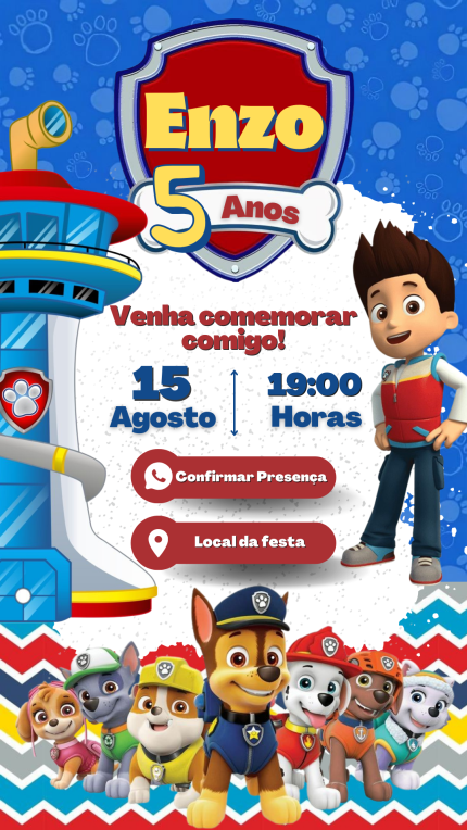 Convite Interativo Patrulha Canina
