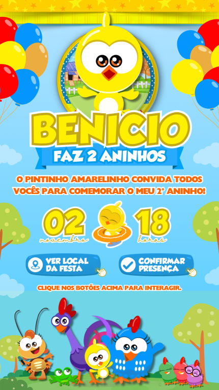 Convite Interativo Pintinho Amarelinho