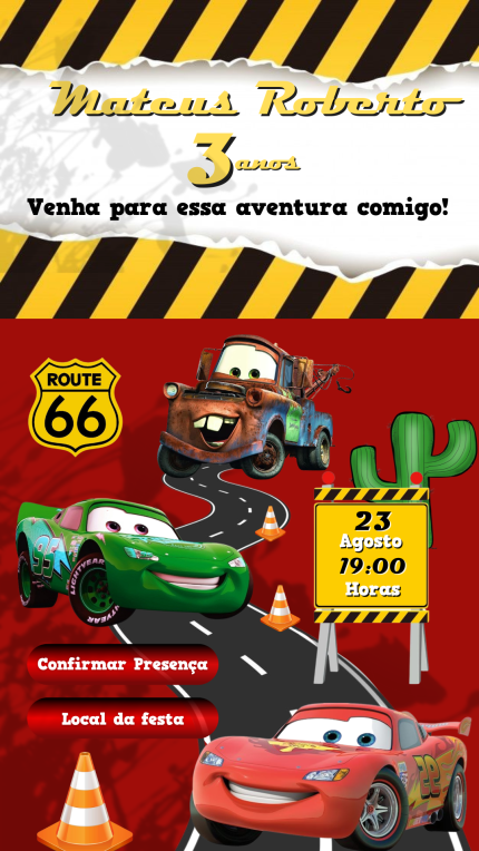 Convite Interativo Carros