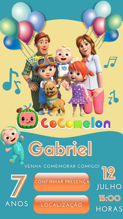 Convite Interativo Cocomelon