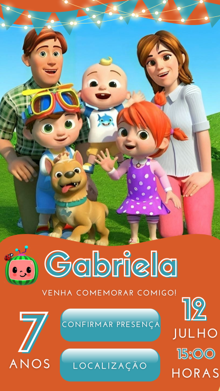 Convite Interativo Cocomelon
