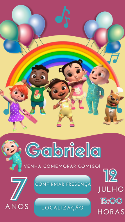 Convite Interativo Cocomelon