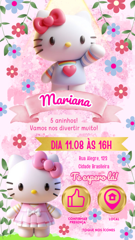 Convite Interativo Hello Kitty