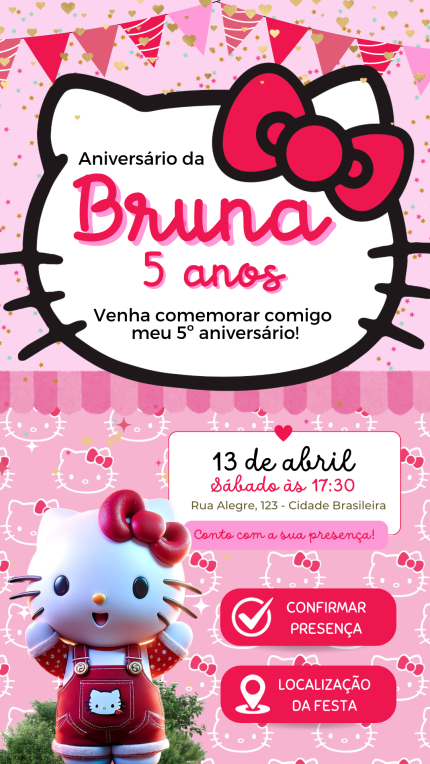 Convite Interativo Hello Kitty