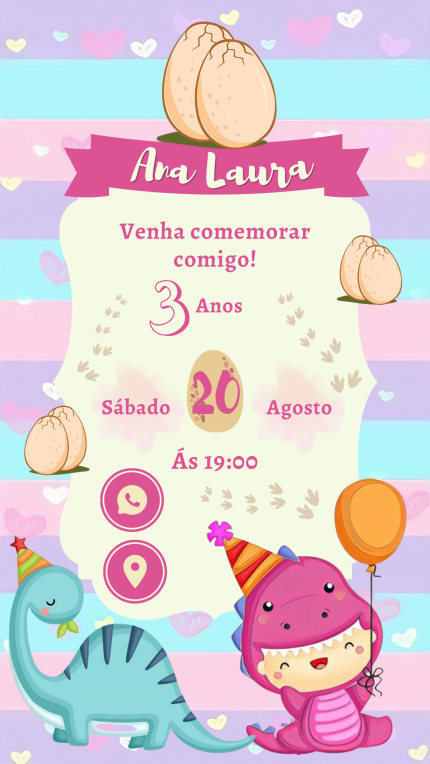 Convite Interativo Dino Baby