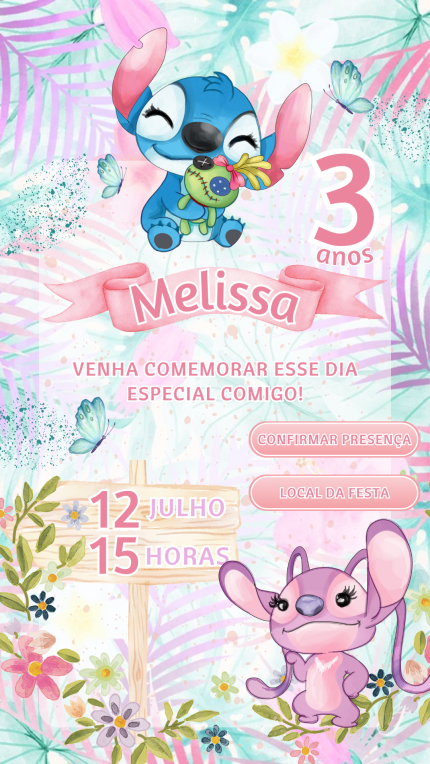 Convite Interativo Angel e Stitch