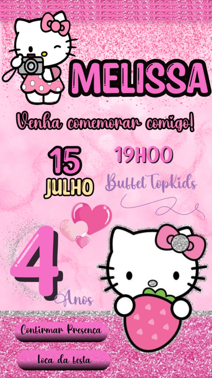Convite Interativo Hello Kitty