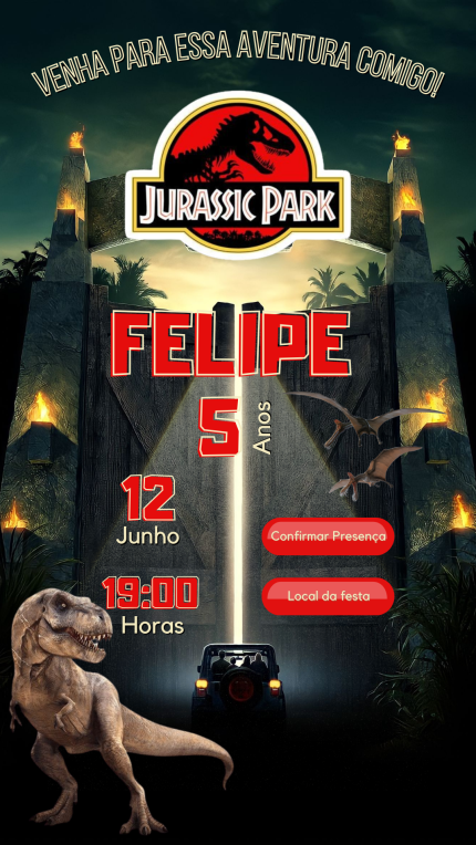 Convite Interativo Jurassic Park