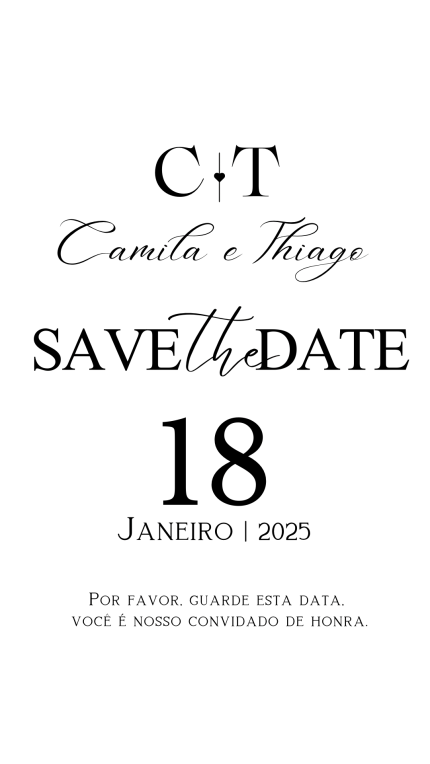 Save The Date para Casamento Preto