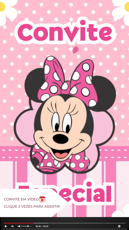 Convite Animado Minnie Rosa