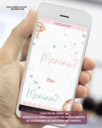 convite animado para chá revelação com ursinho rosa e azul convite digital em vídeo para enviar pelo WhatsApp para revelação se é menino ou menina