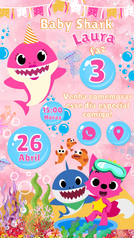Convite Interativo Baby Shark