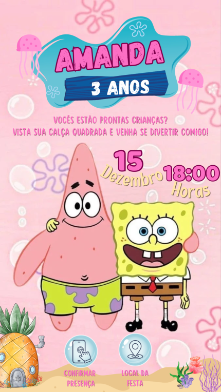 Convite Interativo Bob Esponja
