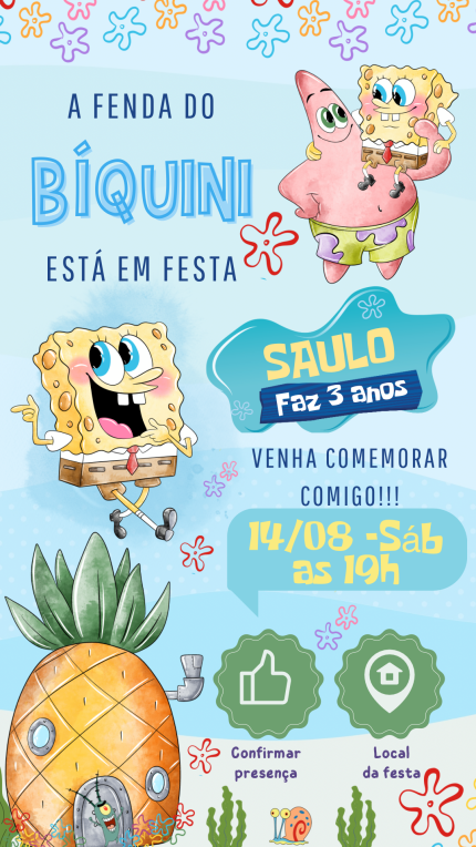 Convite Interativo Bob Esponja