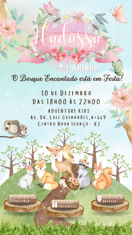 Convite Interativo com Sugestão de Presente Bosque