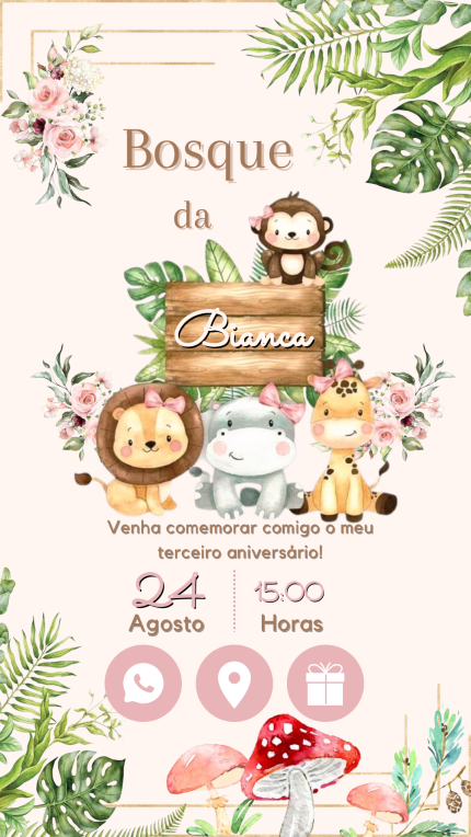 Convite Interativo com Sugestão de Presente Bosque