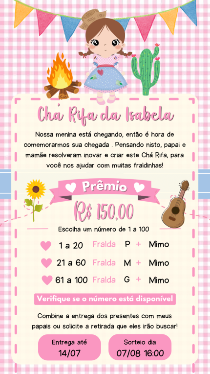 Convite Digital Chá Rifa Festa Junina