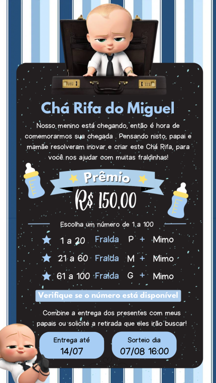 Convite Digital Chá Rifa O Poderoso Chefinho