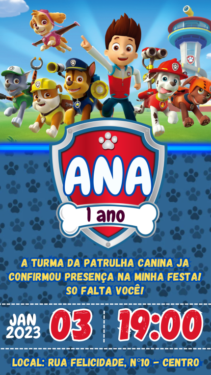 Convite Digital Patrulha Canina