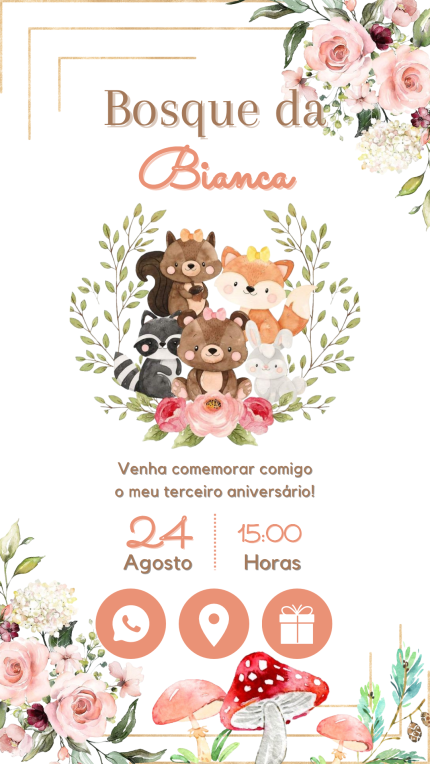 Convite Interativo com Sugestão de Presente Bosque