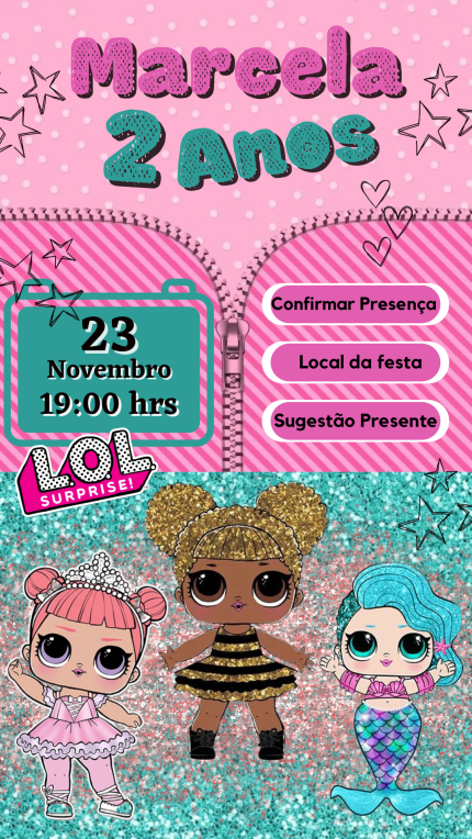 Convite Interativo com Sugestão de Presente Lol Surprise