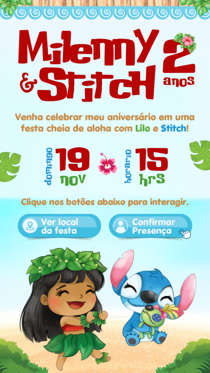 Convite Interativo Lilo e Stitch